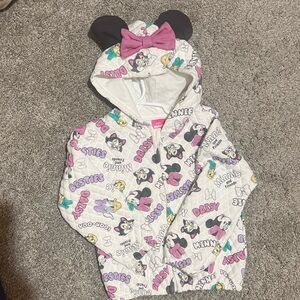 Disney Minnie Mouse Kids Hoodie - White with Pink, Black, and Yellow Accents
